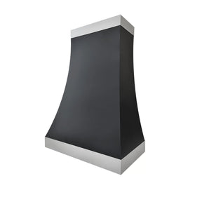 Fobest Kitchen Black Vent Hood with Stainless Bands FSS-372-Stainless Steel Range Hood-Fobest