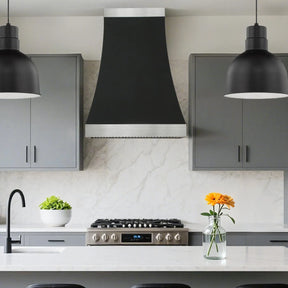 Fobest Kitchen Black Vent Hood with Stainless Bands FSS-372-Stainless Steel Range Hood-Fobest