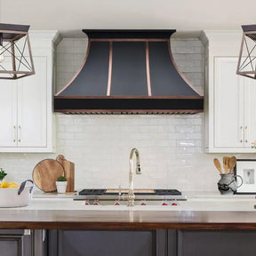 Fobest Kitchen Vent Hood with Antique Copper Band FSS-354-Stainless Steel Range Hood-Fobest