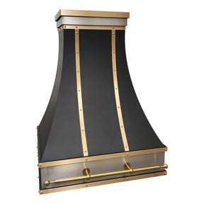 Fobest Luxury Black Range Hood with Straps FSS-124-Stainless Steel Range Hood-Fobest