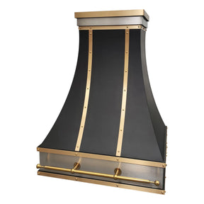 Fobest Luxury Black Range Hood with Straps FSS-124-Stainless Steel Range Hood-Fobest