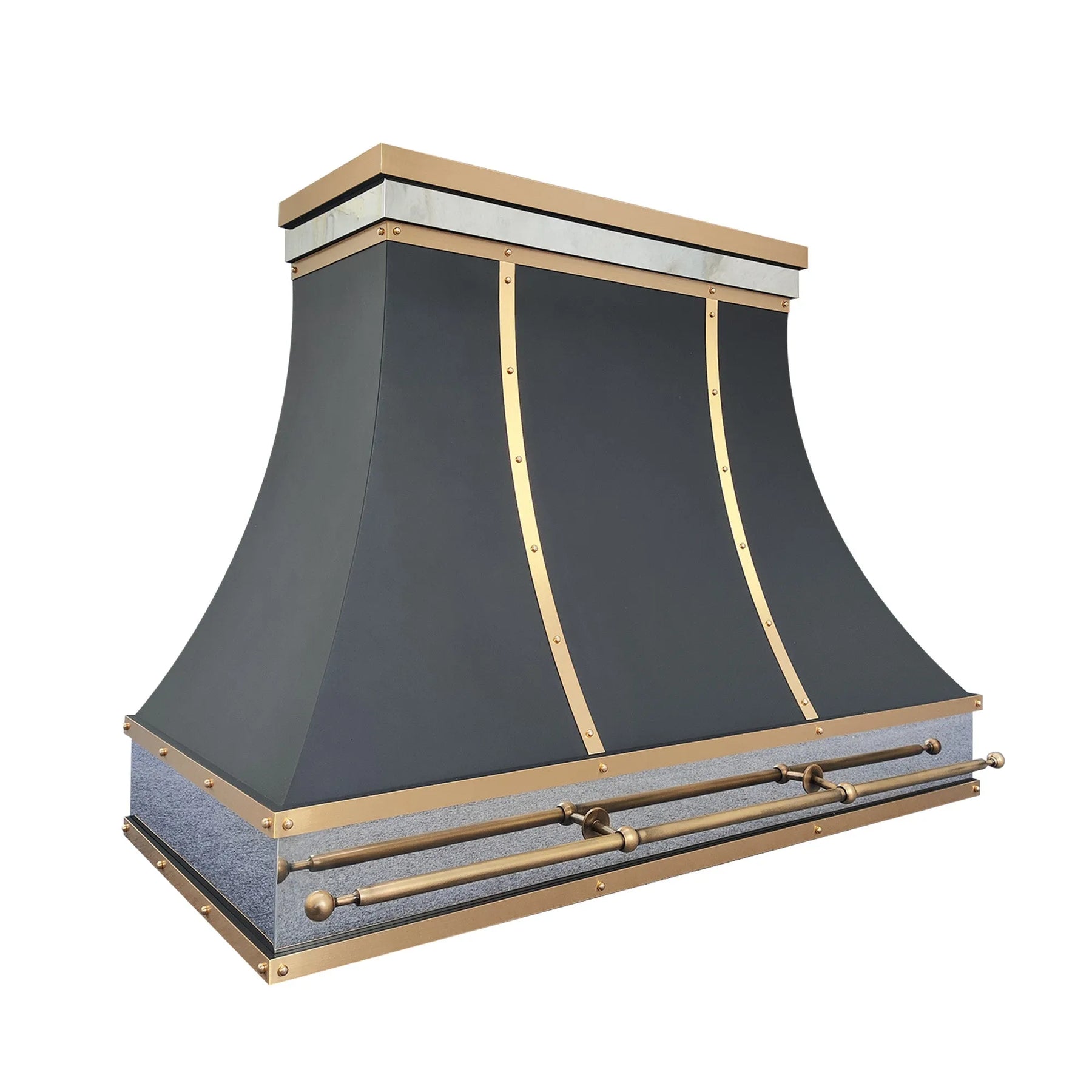 Fobest Luxury Black Range Hood with Straps FSS-124-Stainless Steel Range Hood-Fobest