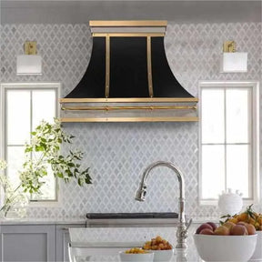 Fobest Luxury Black Range Hood with Straps FSS-124-Stainless Steel Range Hood-Fobest