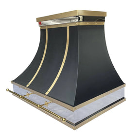 Fobest Luxury Black Range Hood with Straps FSS-124-Stainless Steel Range Hood-Fobest