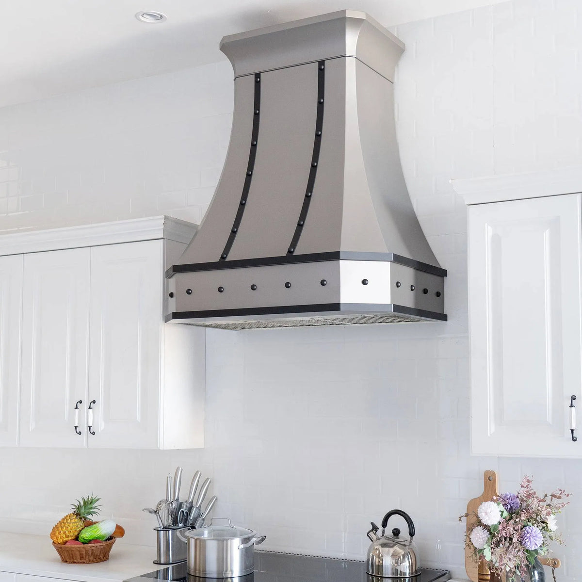 Fobest Matte Stainless Steel Range Hood with Black Straps FSS-112-Stainless Steel Range Hood-Fobest