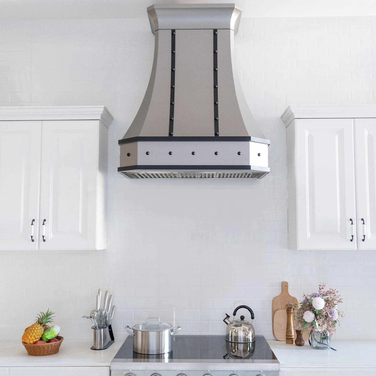 Fobest Matte Stainless Steel Range Hood with Black Straps FSS-112-Stainless Steel Range Hood-Fobest