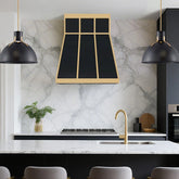 Fobest Modern Black Range Hood with Brass Grid Panel Design FSS-377-Stainless Steel Range Hood-Fobest