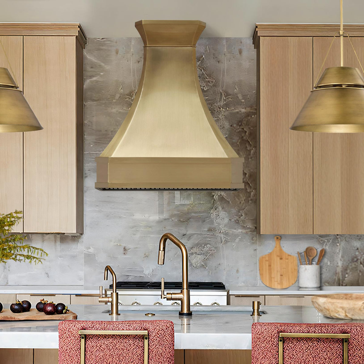 Fobest Modern Brass Range Hood with Flared Shape FSS-380-Stainless Steel Range Hood-Fobest