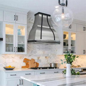 Fobest Modern Stainless Steel Range Hood with Black Accents FSS-214-Stainless Steel Range Hood-Fobest
