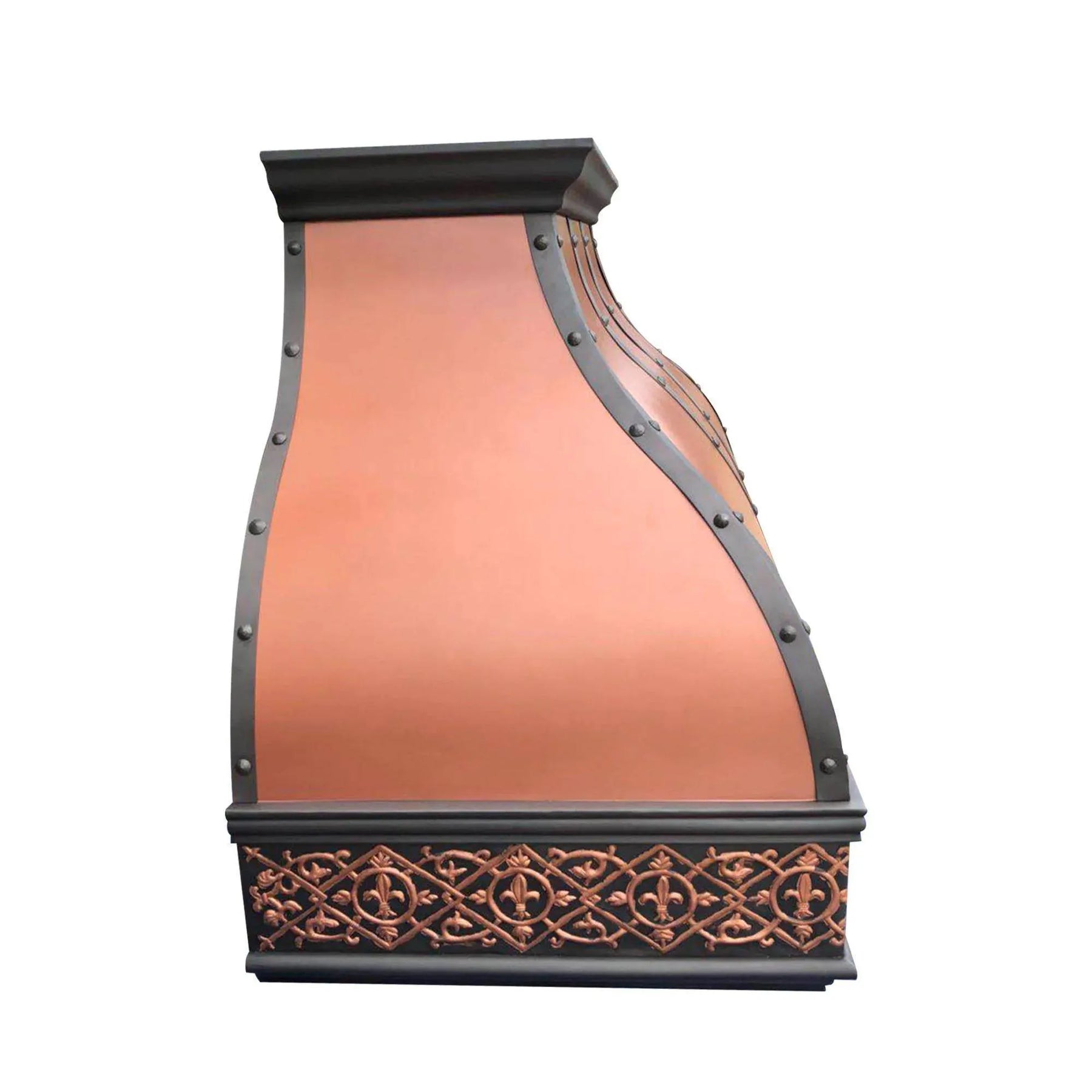 Fobest Natural Copper Range Hood with Black Frame  Decor and Handmade Pattern