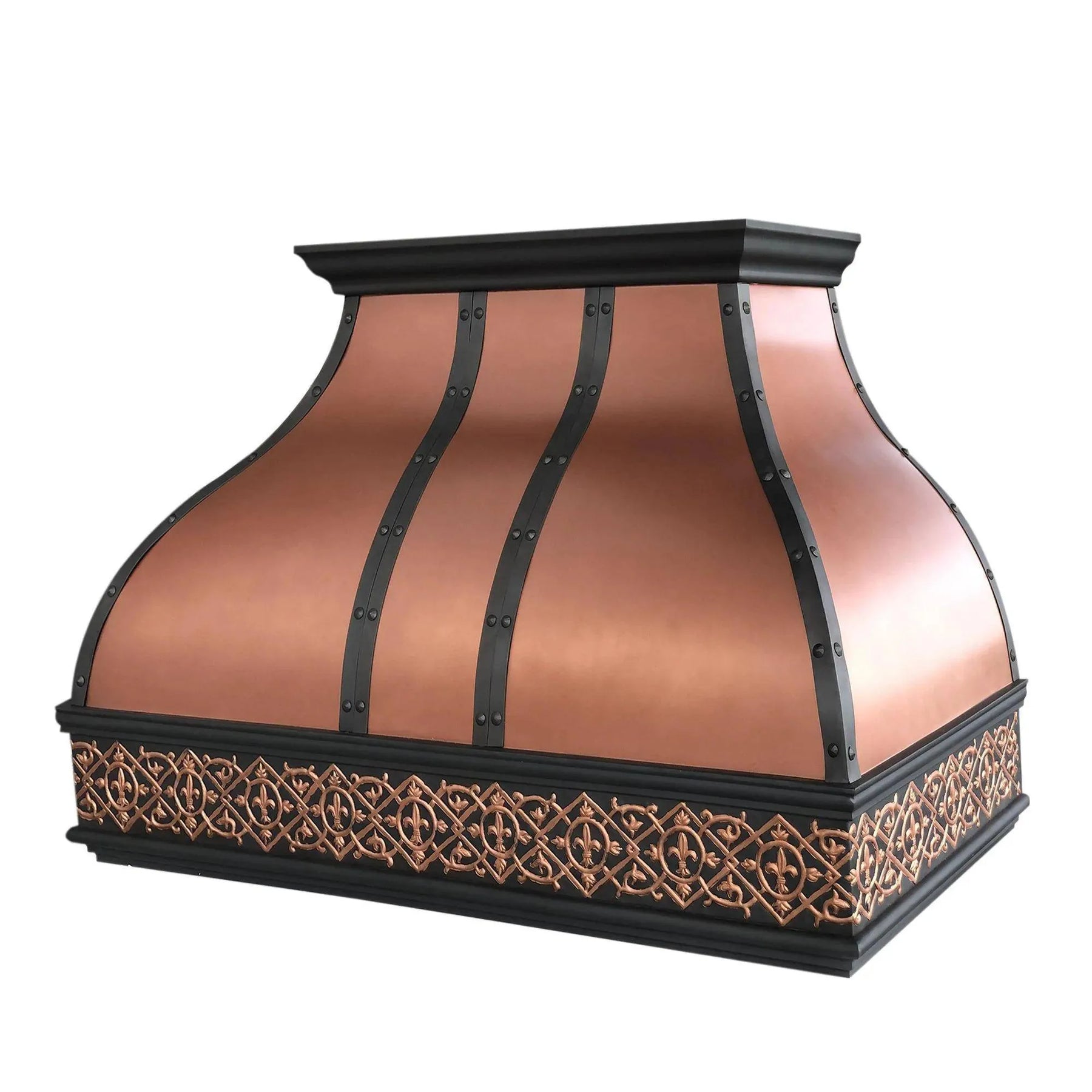 Fobest Handmade Natural Copper Range Hood with Black Frame