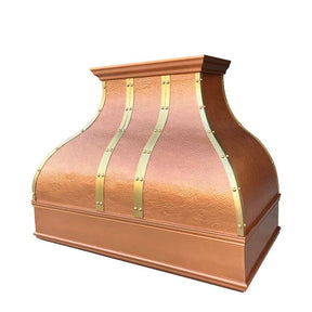 Fobest Natural Copper Range Hood with Brass Accent FCP-85-Copper Range Hood-Fobest