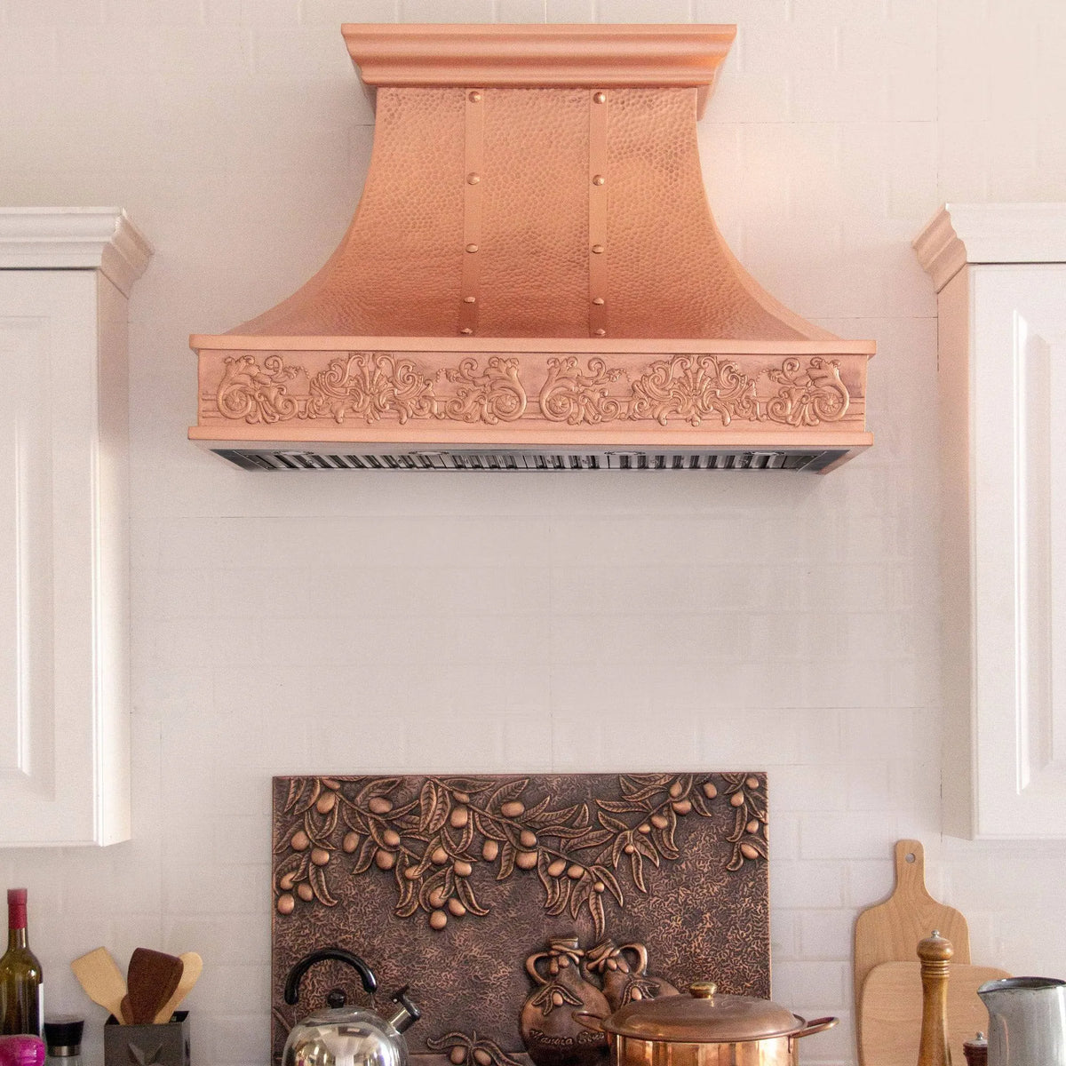 Fobest Natural Copper Range Hood with Mystery Apron Pattern FCP-75-Copper Range Hood-Fobest