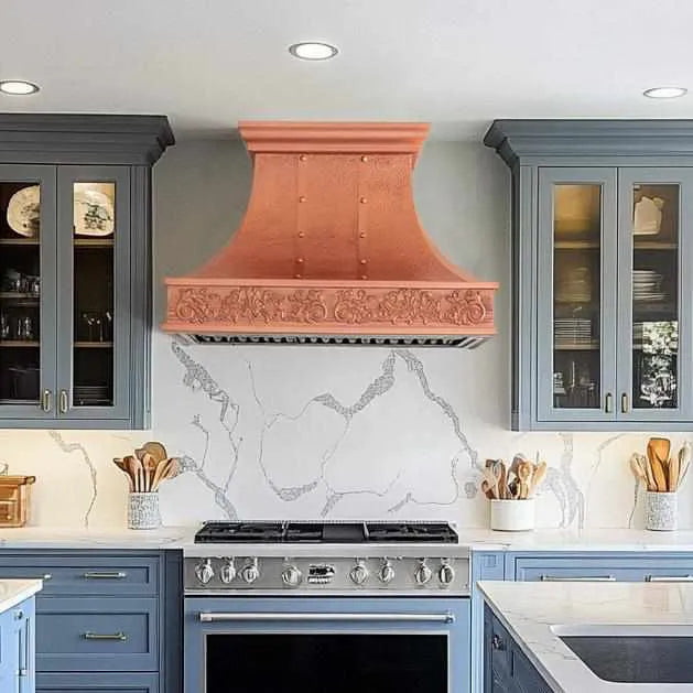 Fobest Natural Copper Range Hood with Mystery Apron Pattern FCP-75-Copper Range Hood-Fobest