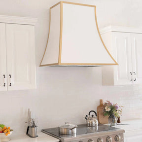 Fobest Pyramid White Range Hood with Brass Trim FSS-92-Stainless Steel Range Hood-Fobest