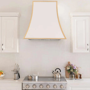 Fobest Pyramid White Range Hood with Brass Trim FSS-92-Stainless Steel Range Hood-Fobest
