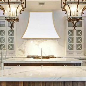 Fobest Pyramid White Range Hood with Brass Trim FSS-92-Stainless Steel Range Hood-Fobest