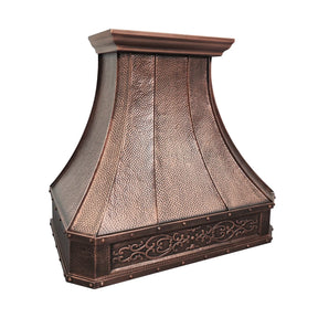 Fobest Rustic Custom Copper Kitchen Hood with Embossed Apron FCP-271-Copper Range Hood-Fobest