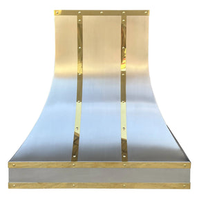 Fobest Sloped Stainless Steel Range Hood with Brass Accent FSS-17-Stainless Steel Range Hood-Fobest