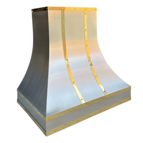 Fobest Sloped Stainless Steel Range Hood with Brass Accent FSS-17-Stainless Steel Range Hood-Fobest