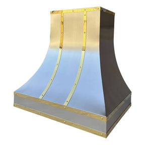 Fobest Sloped Stainless Steel Range Hood with Brass Accent FSS-17-Stainless Steel Range Hood-Fobest