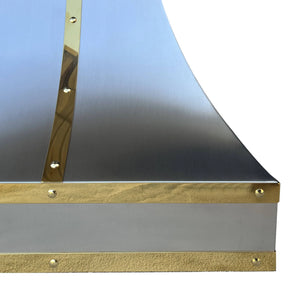 Fobest Sloped Stainless Steel Range Hood with Brass Accent FSS-17-Stainless Steel Range Hood-Fobest