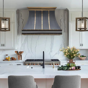 Fobest Stainless Range Hood with Aged Brass Band FSS-352-Stainless Steel Range Hood-Fobest