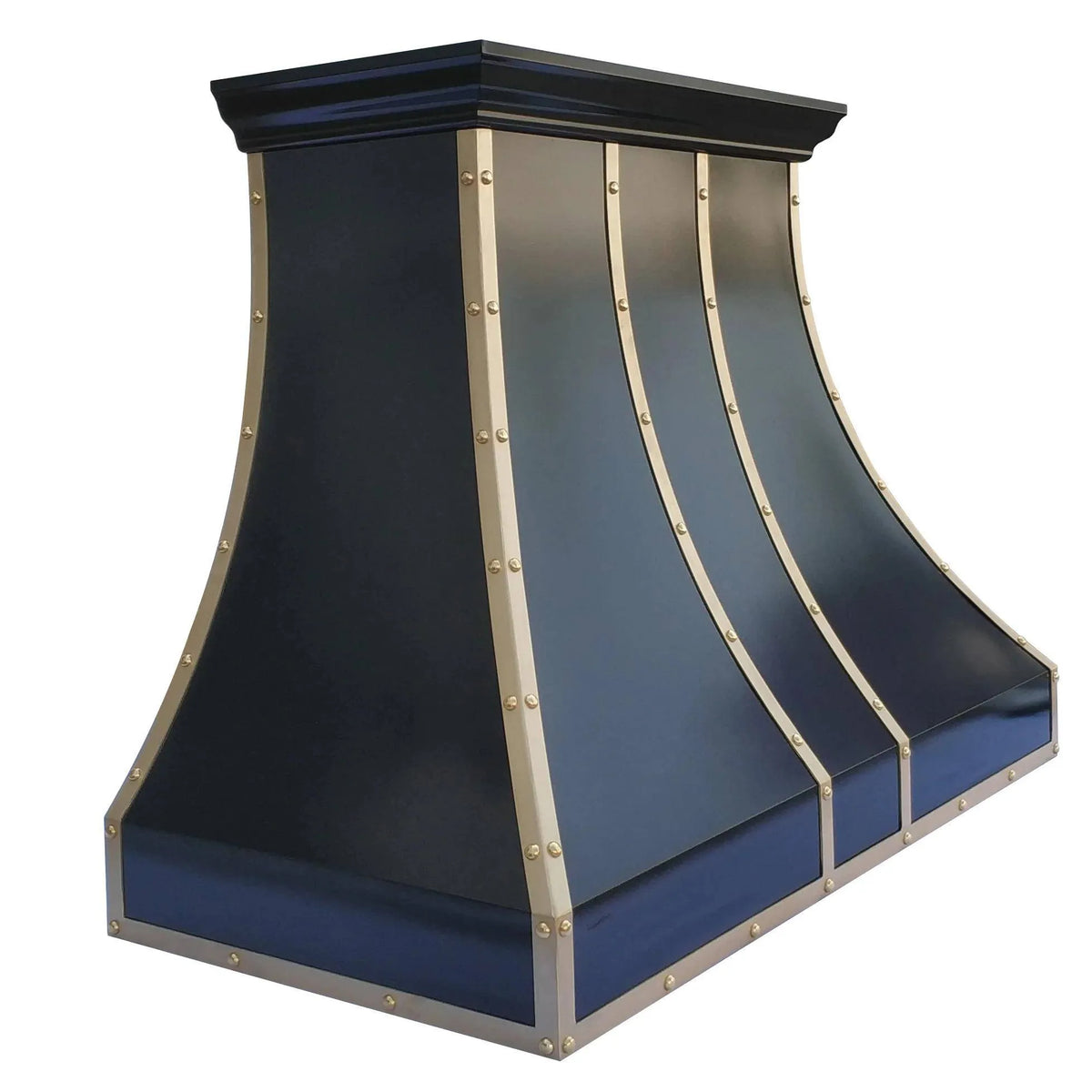 Fobest Stainless Steel Black Range Hood with Brass Straps and Rivets FSS-106-Stainless Steel Range Hood-Fobest