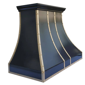 Fobest Stainless Steel Black Range Hood with Brass Straps and Rivets FSS-106-Stainless Steel Range Hood-Fobest