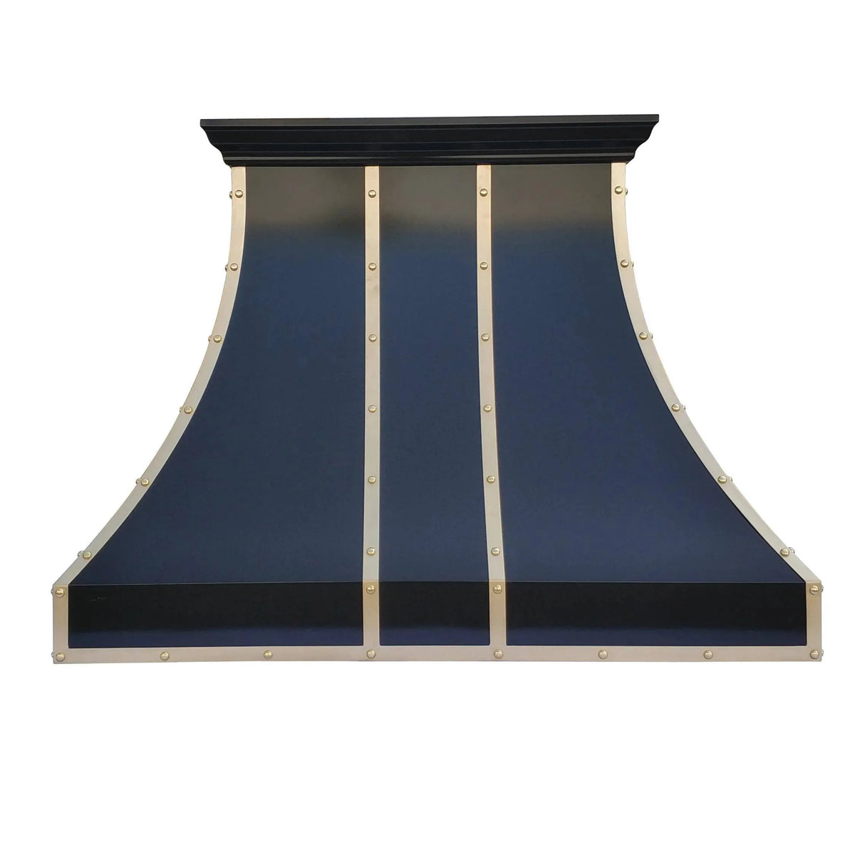 Fobest Stainless Steel Black Range Hood with Brass Straps and Rivets FSS-106-Stainless Steel Range Hood-Fobest