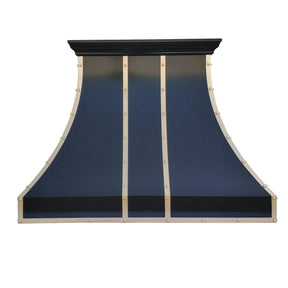 Fobest Stainless Steel Black Range Hood with Brass Straps and Rivets FSS-106-Stainless Steel Range Hood-Fobest