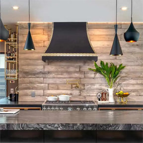 Fobest Stainless Steel Black Range Hood with Brass Trim FSS-197-Stainless Steel Range Hood-Fobest