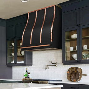Fobest Stainless Steel Black Range Hood with Copper Straps FSS-242-Stainless Steel Range Hood-Fobest