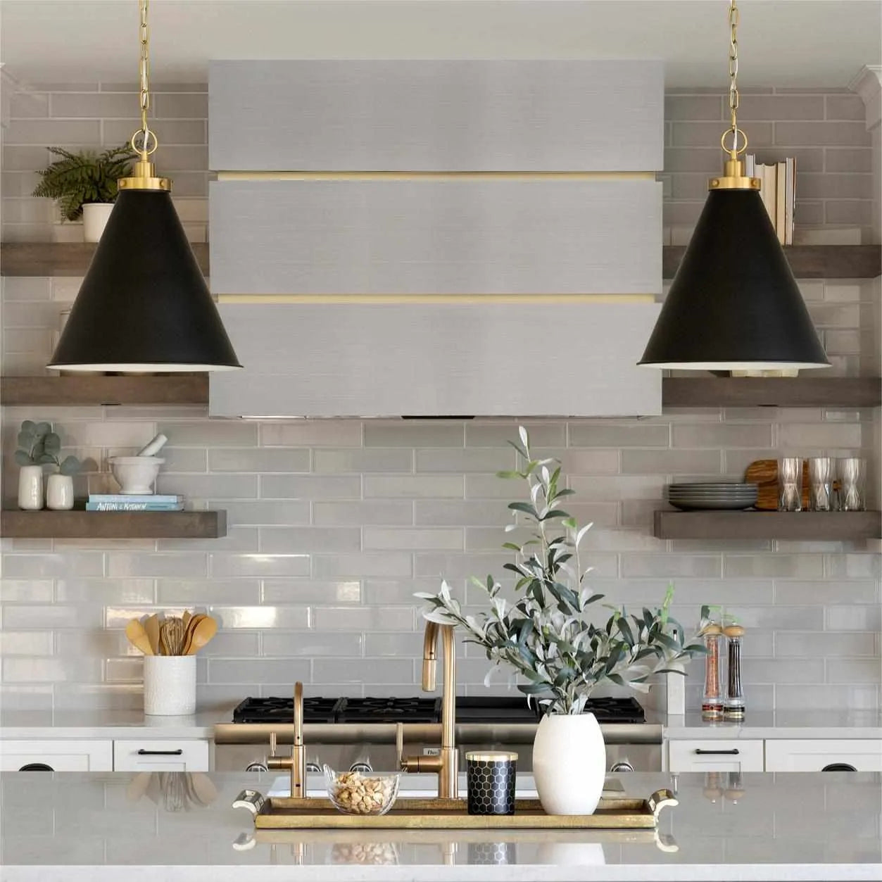 Fobest Stainless Steel Custom Box Range Hood with Brass Base FSS-211-Stainless Steel Range Hood-Fobest