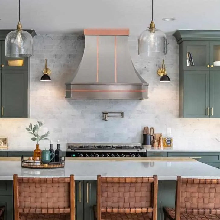 Fobest Stainless Steel Custom Hood with Rose Gold Accent FSS-235-Stainless Steel Range Hood-Fobest