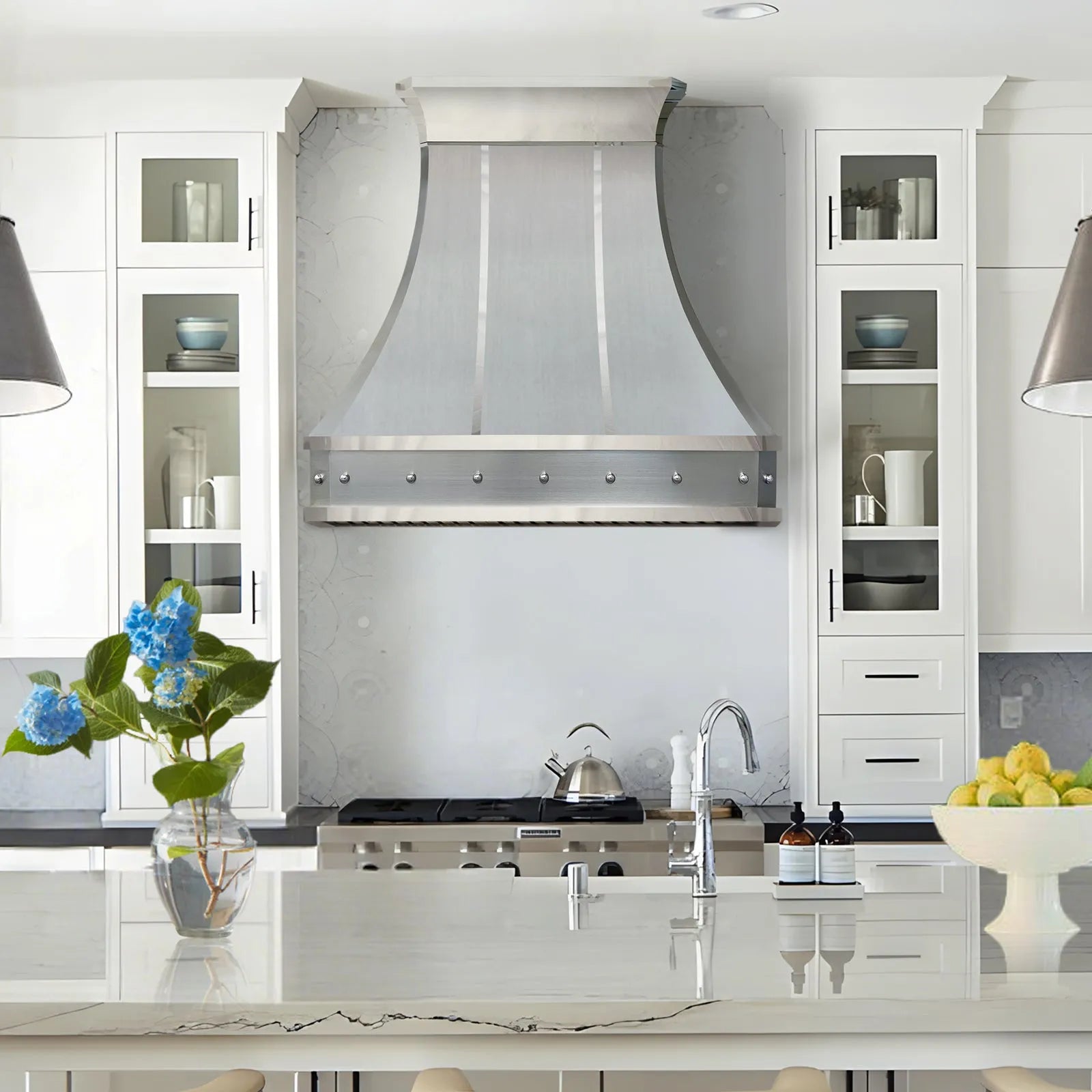 Fobest Stainless Steel Custom Kitchen Hood with Polished Crown FSS-138-Stainless Steel Range Hood-Fobest