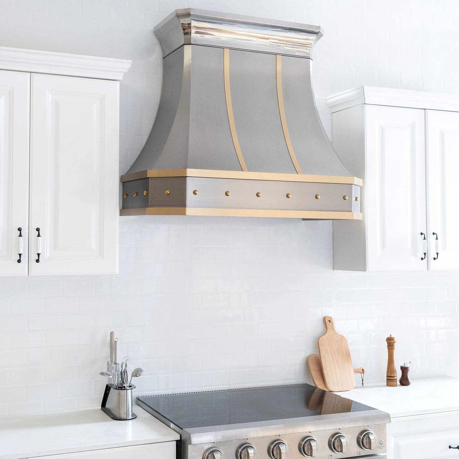 Fobest Stainless Steel Custom Kitchen Hood with Polished Crown FSS-138-Stainless Steel Range Hood-Fobest