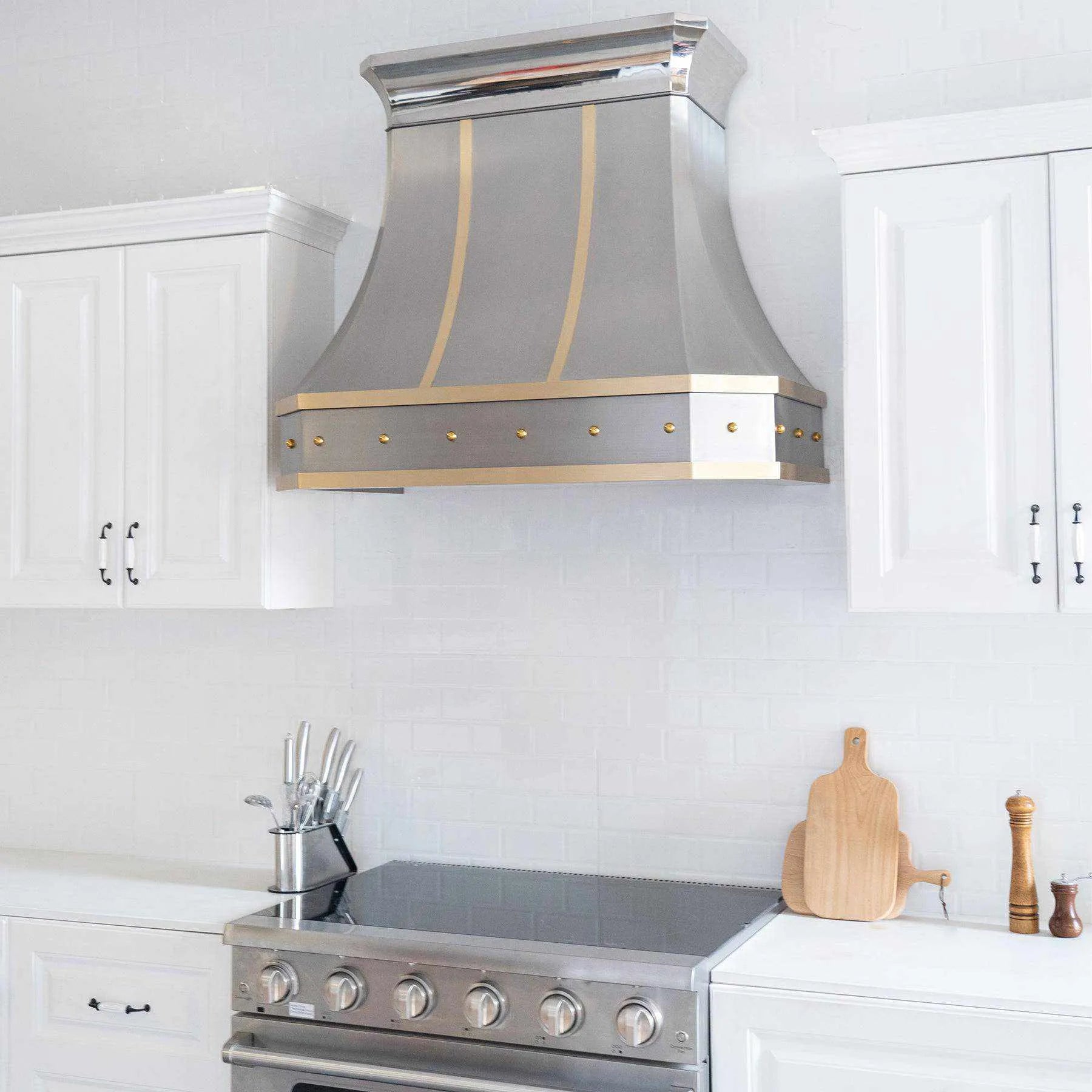 Fobest Stainless Steel Custom Kitchen Hood with Polished Crown FSS-138-Stainless Steel Range Hood-Fobest