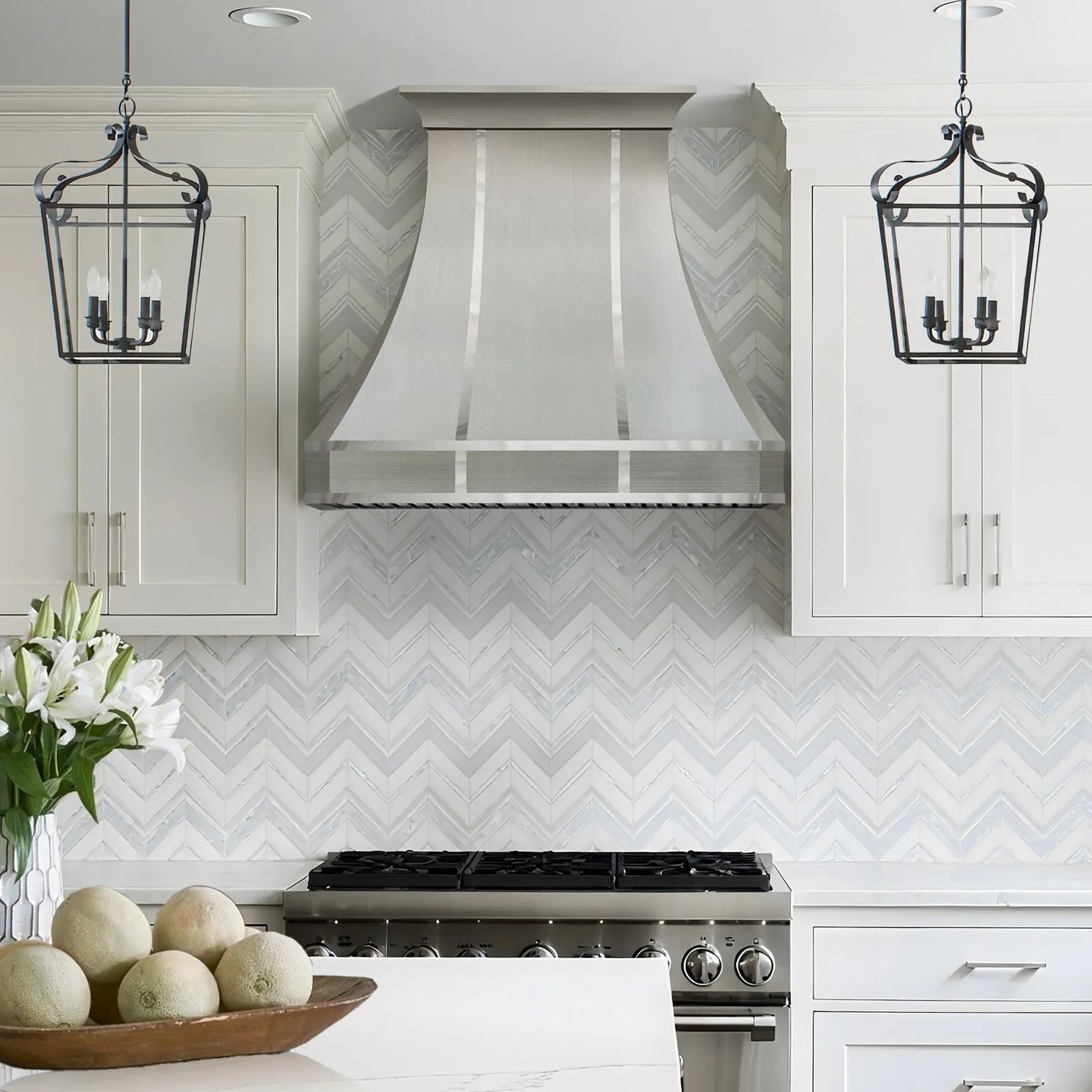 Fobest Stainless Steel Custom Kitchen Range Hoods with Polished Straps FSS-460