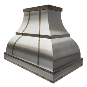 Fobest Stainless Steel Custom Range Hood with Aged Brass Straps FSS-341-Stainless Steel Range Hood-Fobest