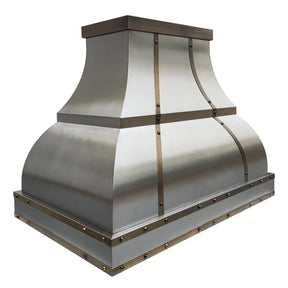 Fobest Stainless Steel Custom Range Hood with Aged Brass Straps FSS-341-Stainless Steel Range Hood-Fobest