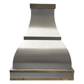 Fobest Stainless Steel Custom Range Hood with Aged Brass Straps FSS-341-Stainless Steel Range Hood-Fobest