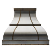 Fobest Stainless Steel Custom Range Hood with Aged Brass Straps FSS-341-Stainless Steel Range Hood-Fobest