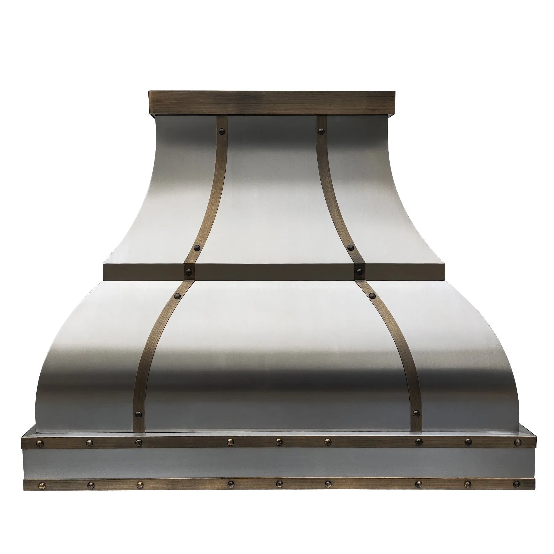 Fobest Stainless Steel Custom Range Hood with Aged Brass Straps FSS-341-Stainless Steel Range Hood-Fobest