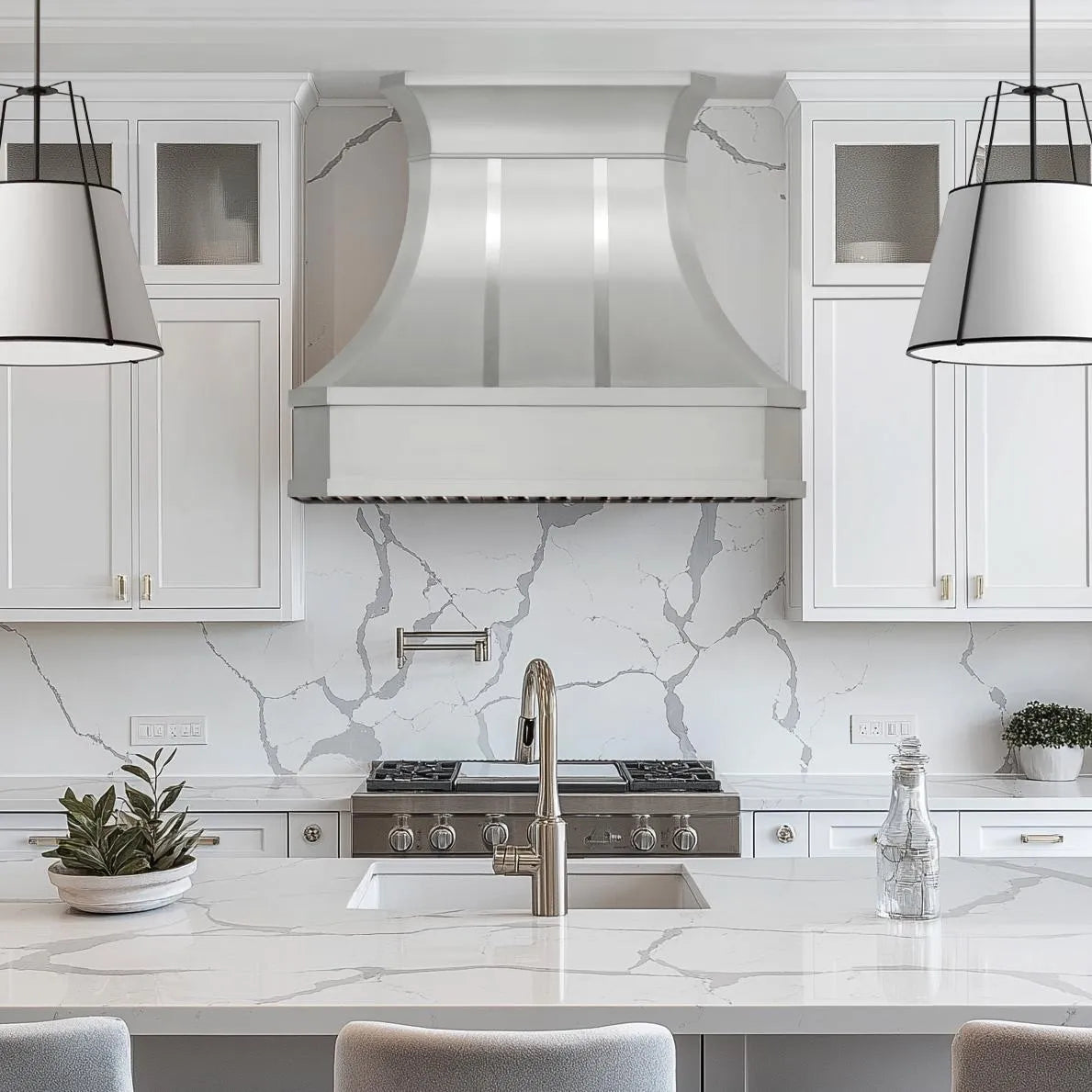 Fobest Stainless Steel Custom Range Hood with Straps FSS-342-Stainless Steel Range Hood-Fobest