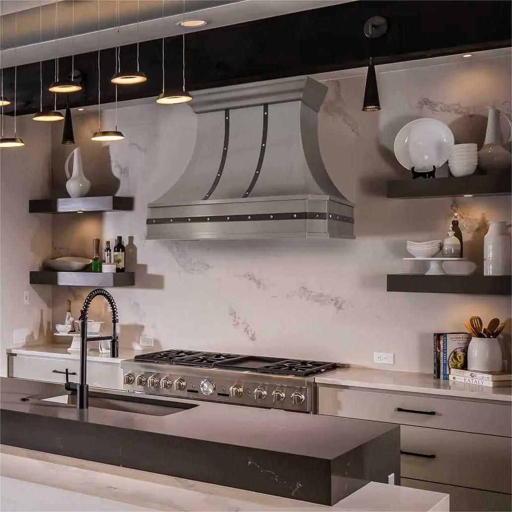 Fobest Stainless Steel Custom Range Hood with black accent FSS-171-Stainless Steel Range Hood-Fobest