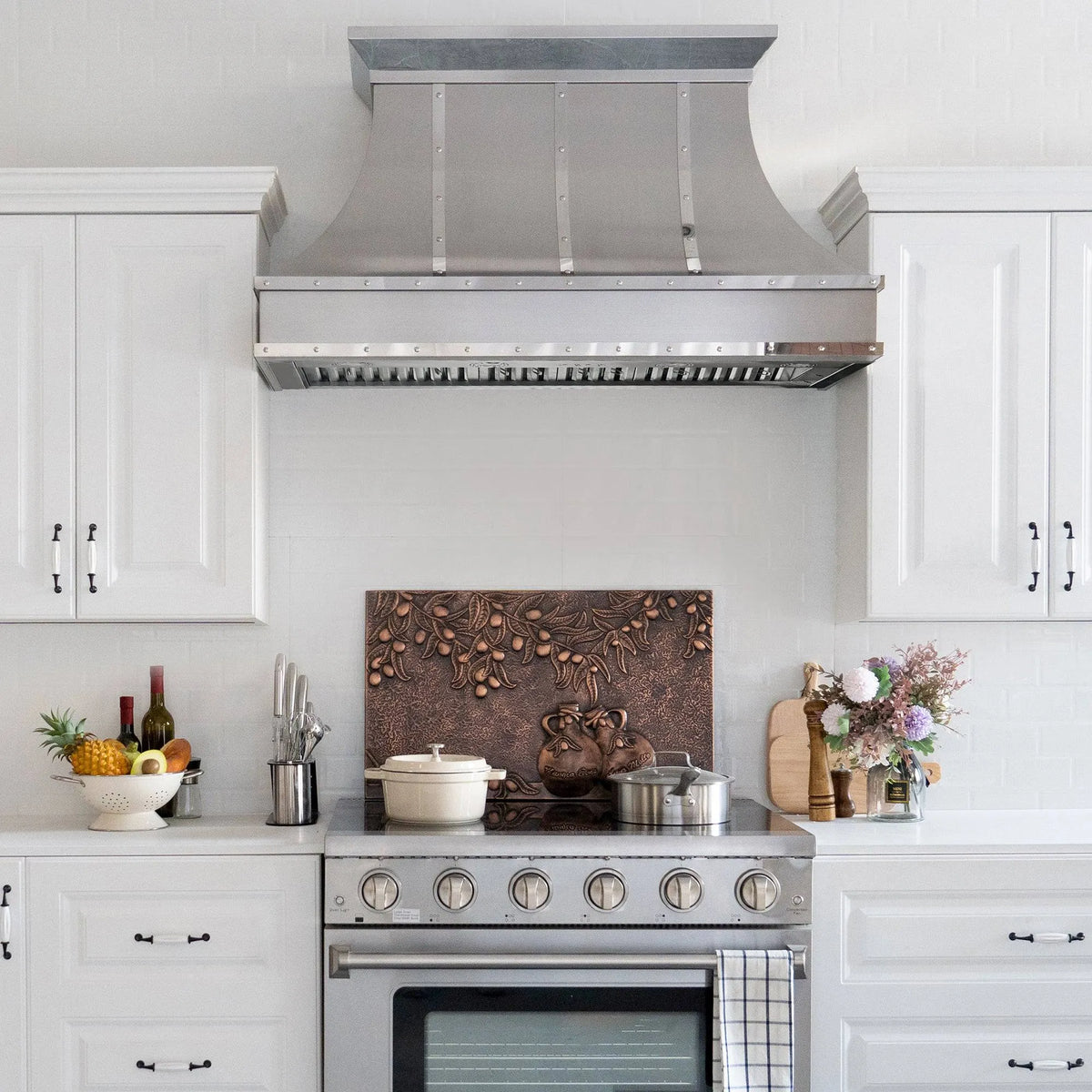 Fobest Stainless Steel Custom Range Hood with mirror crowns FSS-59-Stainless Steel Range Hood-Fobest