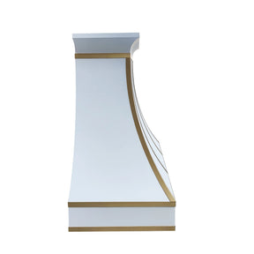 Fobest Stainless Steel Custom White Range Hood with Brass Accents FSS-212-Stainless Steel Range Hood-Fobest