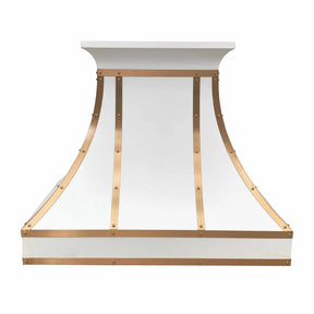 Fobest Stainless Steel Custom White Range Hood with Brass Accents FSS-212-Stainless Steel Range Hood-Fobest