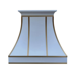 Fobest Stainless Steel Custom White Range Hood with Brass Accents FSS-212-Stainless Steel Range Hood-Fobest
